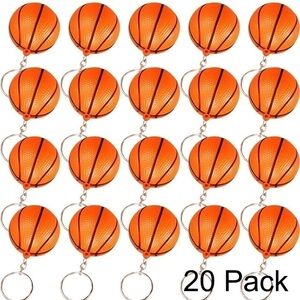 20 Pack Orange Basketball Keychains
